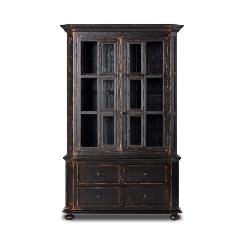 The "You Will Need a Lot Of Hinges" Cabinet Distressed Burnt Black Veneer Front Facing View