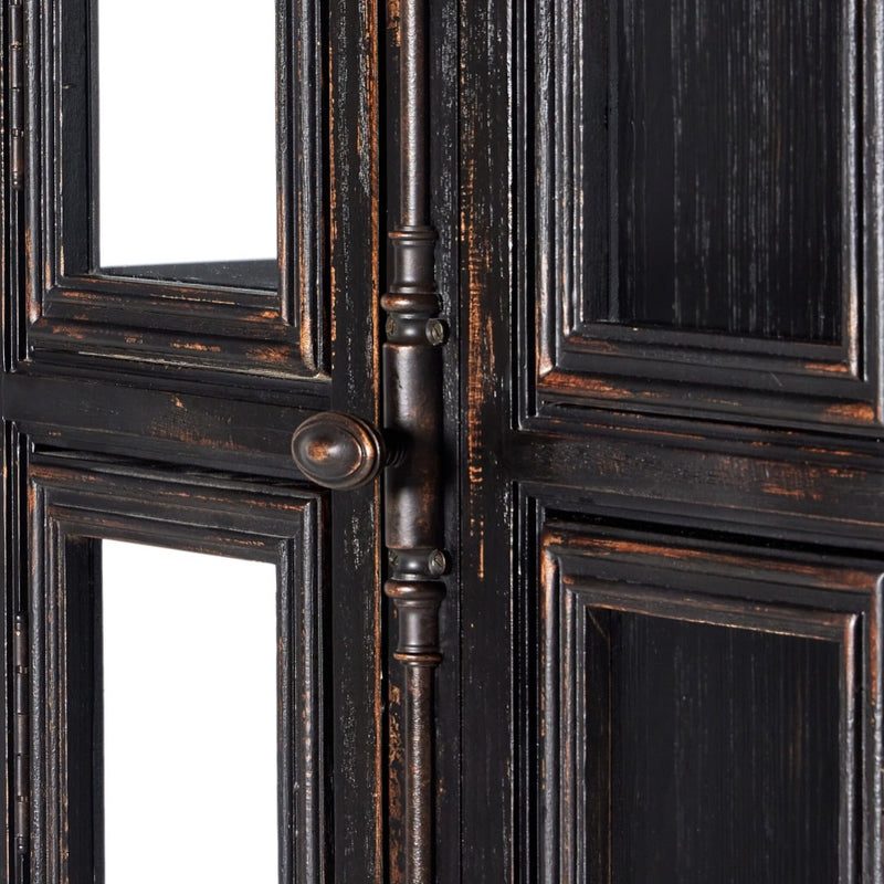 The "You Will Need a Lot Of Hinges" Cabinet Distressed Burnt Black Veneer Door Pulls Four Hands