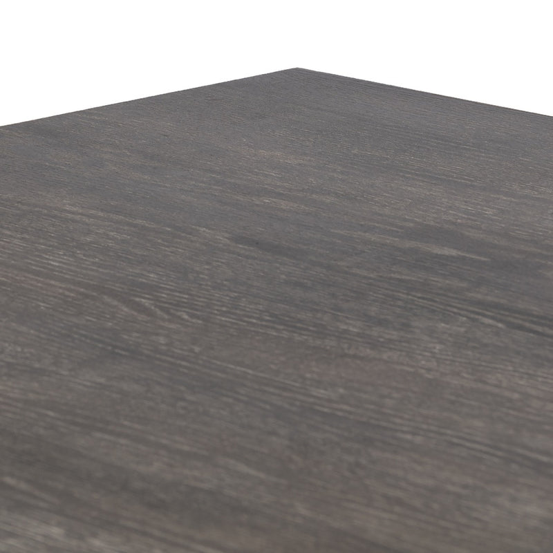 Four Hands Tia Dining Table Black Burnt Oak Top Left Corner Detail