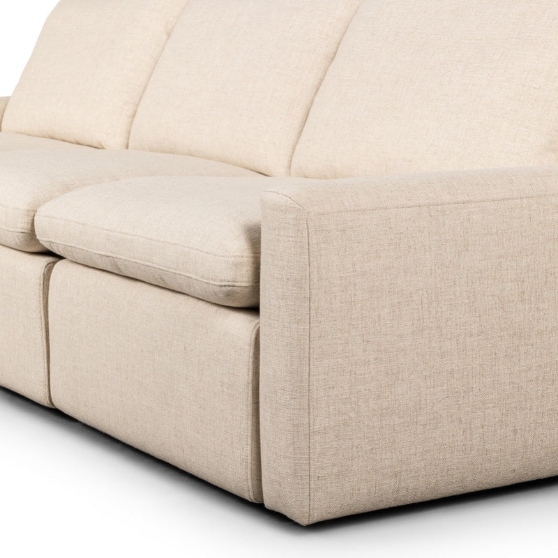 Four Hands Tillery Power Recliner 3-Piece Sectional arm and footrest view