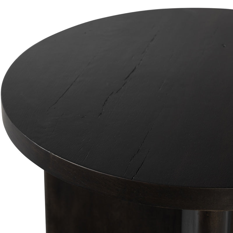Toli End Table Smoked Black Veneer Rounded Oak Edge Four Hands