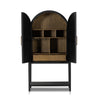 Tolle Bar Cabinet Drifted Matte Black Front View Open Four Hands