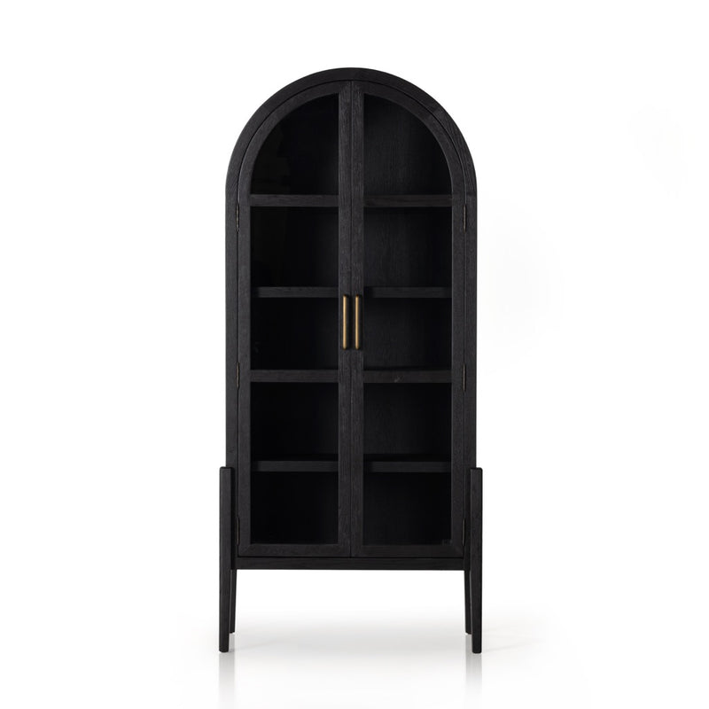 Four Hands Tolle Cabinet Drifted Matte Black Solid Front Facing View