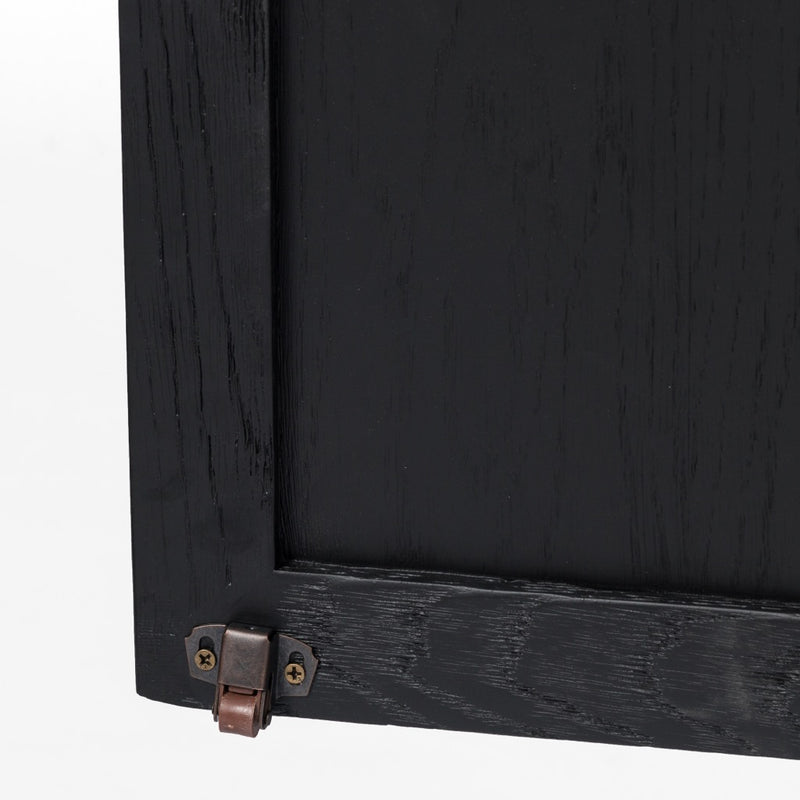 Tolle Panel Door Cabinet Drifted Matte Black Oak Veneer Detail Four Hands