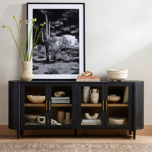 Tolle Sideboard Drifted Matte Black Staged View Four Hands