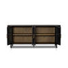 Tolle Sideboard Drifted Matte Black Front View Cabinets Open Four Hands