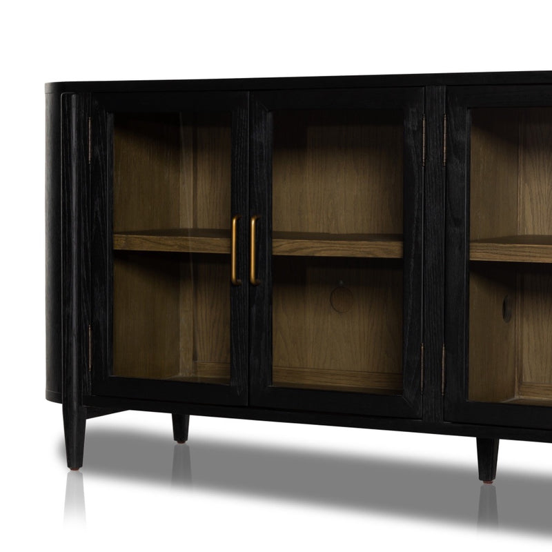 Tolle Sideboard Drifted Matte Black Low Base Angle Four Hands
