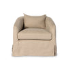 Four Hands Topanga Slipcover Swivel Chair Flanders Flax Front Facing View