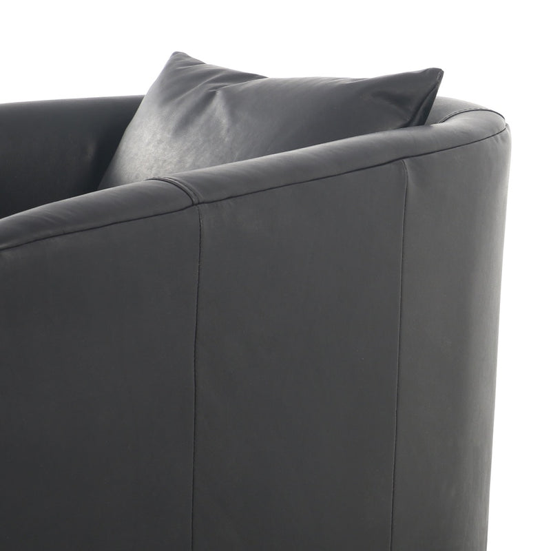 Topanga Swivel Chair Heirloom Black Top Grain Leather Armrest 106008-020