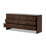 Torrington 6 Drawer Dresser Umber Oak Angled Open Drawers 238221-001
