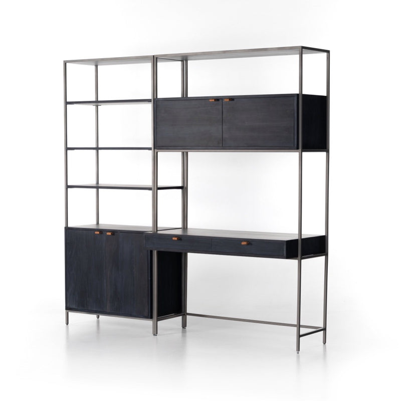 Four Hands Trey Modular Wall Desk With 1 Bookcase angled view