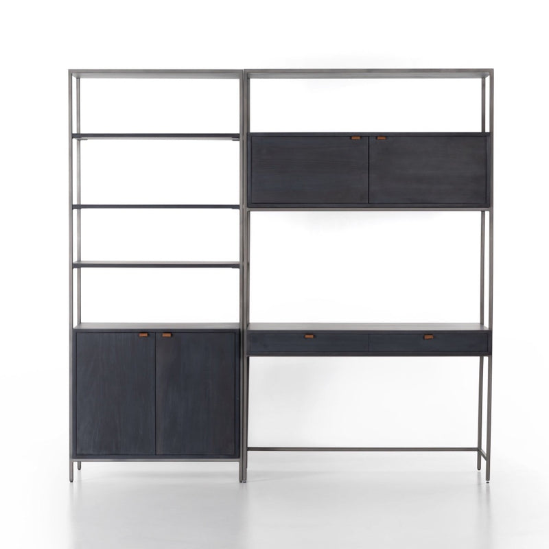Four Hands Trey Modular Wall Desk With 1 Bookcase front view