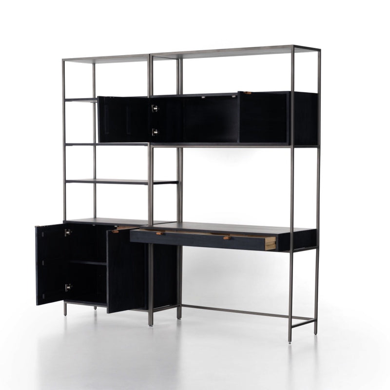 Trey Modular Wall Desk With 1 Bookcase 228709-002 angled open door view