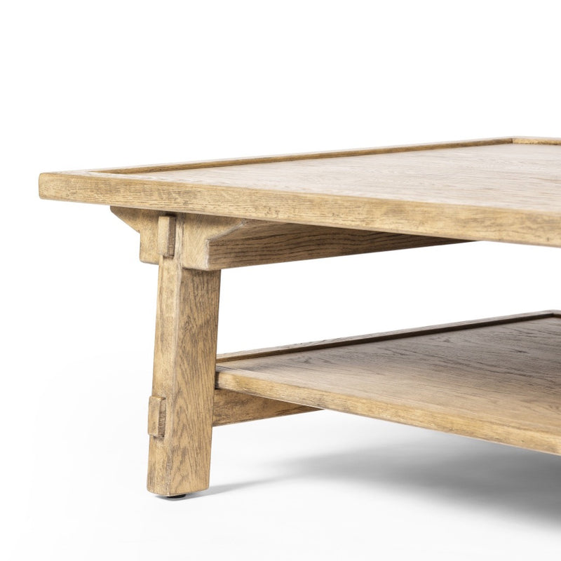 Four Hands Trinity Coffee Table lower fixed shelf detail 