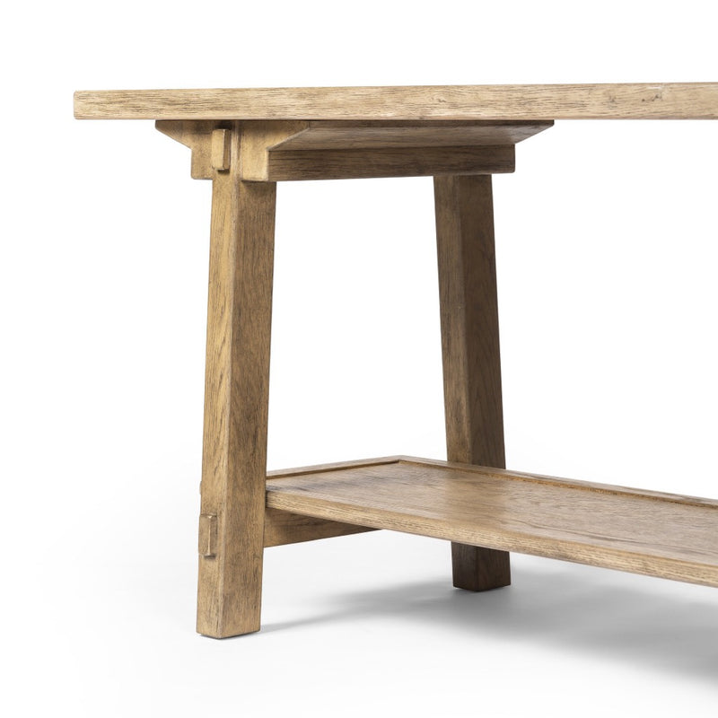 Trinity Console Table 241019-001 legs and lower shelf view 