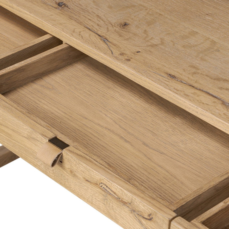 Four Hands Tula Writing Desk open pencil drawer 