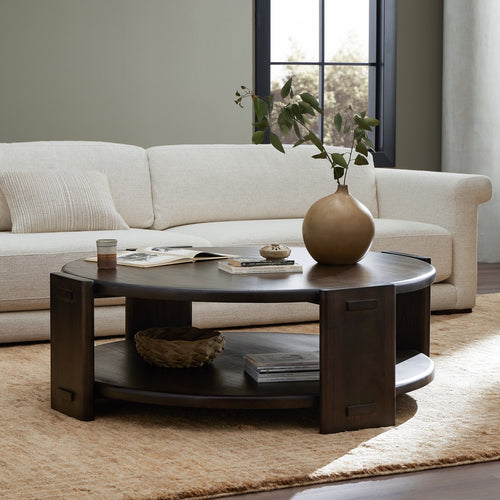 Two Tier Coffee Table Matte Brown Neem Staged View