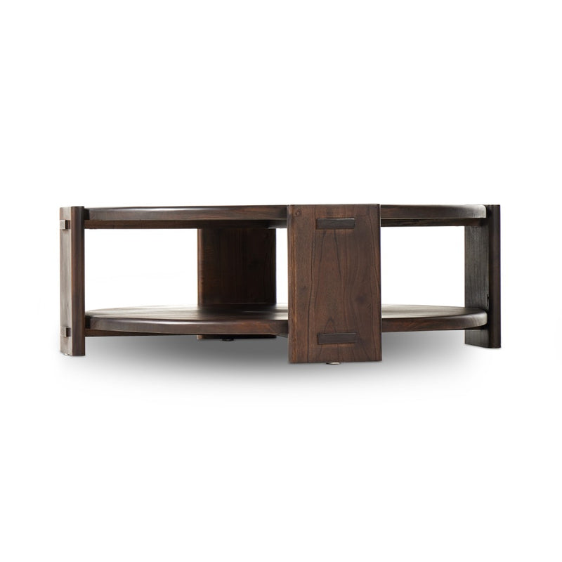 Two Tier Coffee Table Matte Brown Neem Angled View