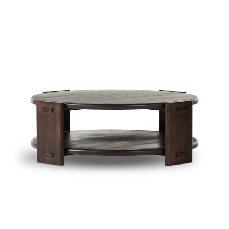 Two Tier Coffee Table Matte Brown Neem Side View