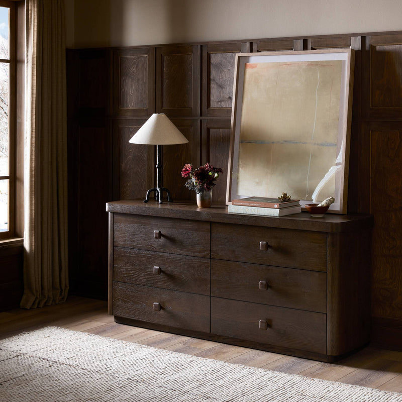 Valen 6 Drawer Dresser - Rustic Brown Oak Veneer