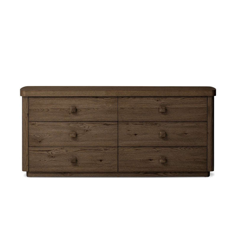 Valen 6 Drawer Dresser - Rustic Brown Oak Veneer