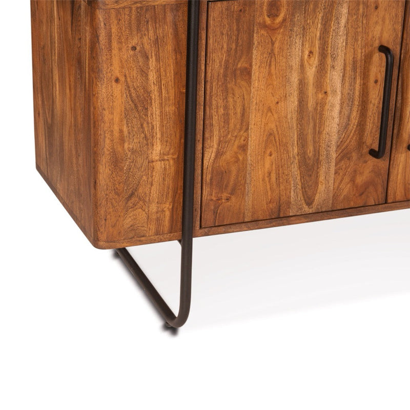 HTD Verbania 75" Acacia Wood Bookshelf leg view 