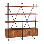 HTD Verbania 75" Acacia Wood Bookshelf angled view 