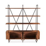 Verbania 75" Acacia Wood Bookshelf FVE-BS75PB front open door view 