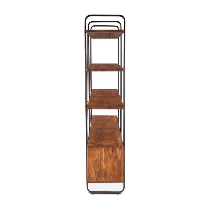 HTD Verbania 75" Acacia Wood Bookshelf side view 