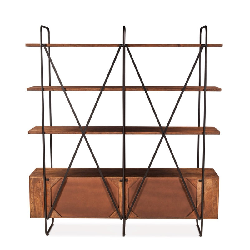 Verbania 75" Acacia Wood Bookshelf FVE-BS75PB back view 