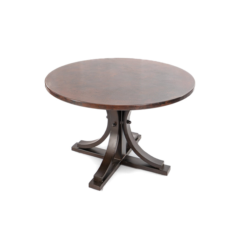Vestal Copper Dining Table - Burnt Coconut Base - Dark Brown Copper