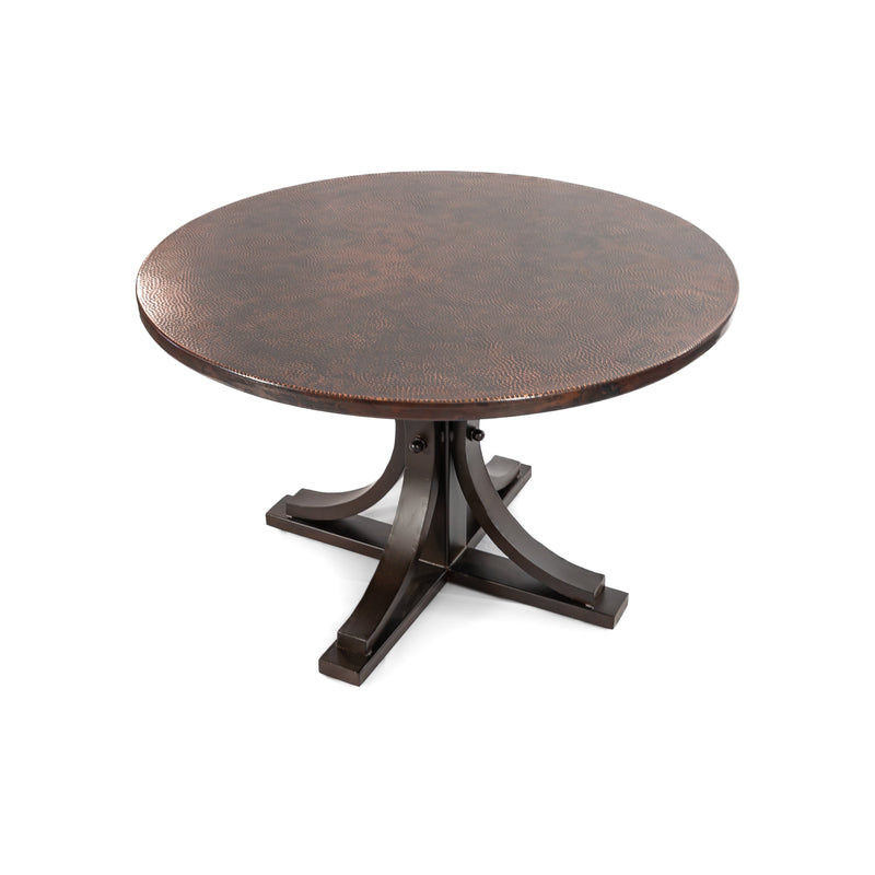 Vestal Copper Dining Table - Burnt Coconut Base - Dark Brown Sanded Copper