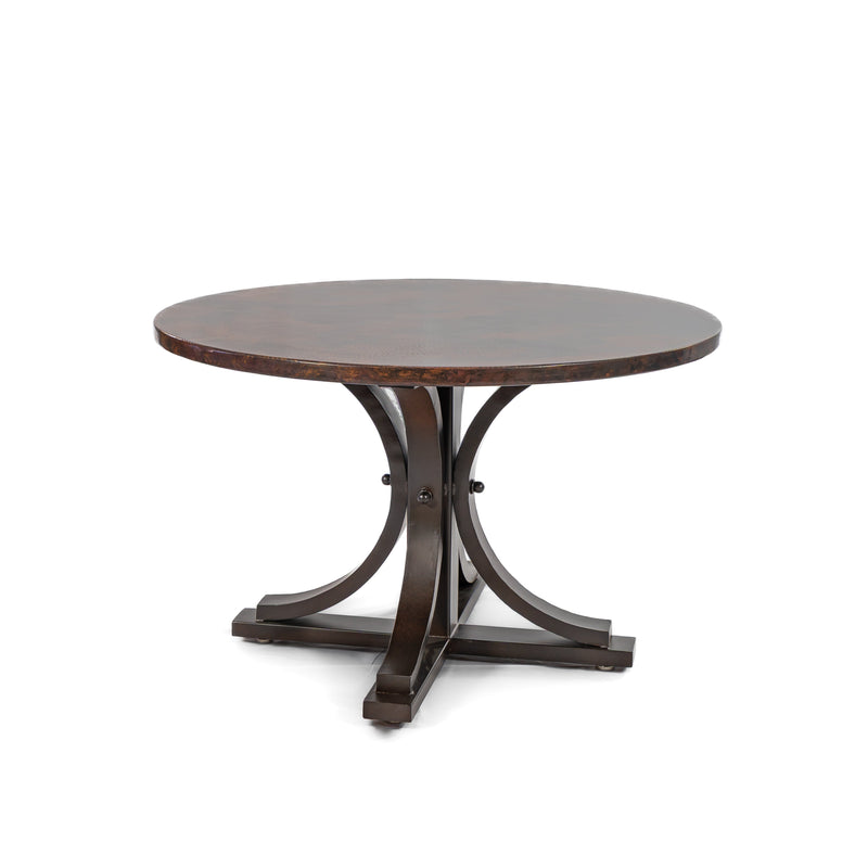 Vestal Copper Dining Table - Burnt Coconut Base - Dark Natural Copper