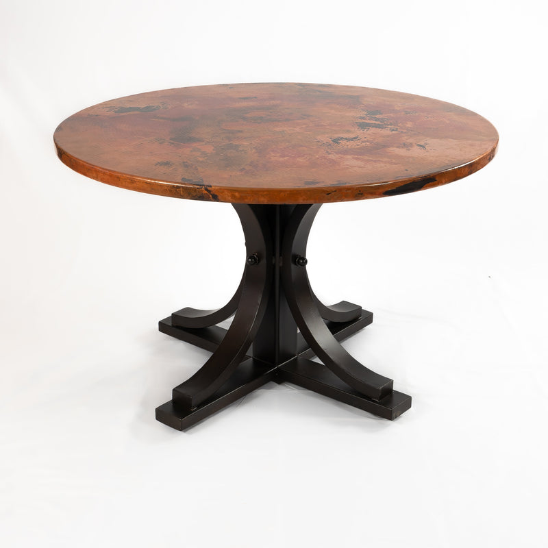 Vestal Copper Dining Table - Burnt Coconut Base - Natural w/ Spots Copper