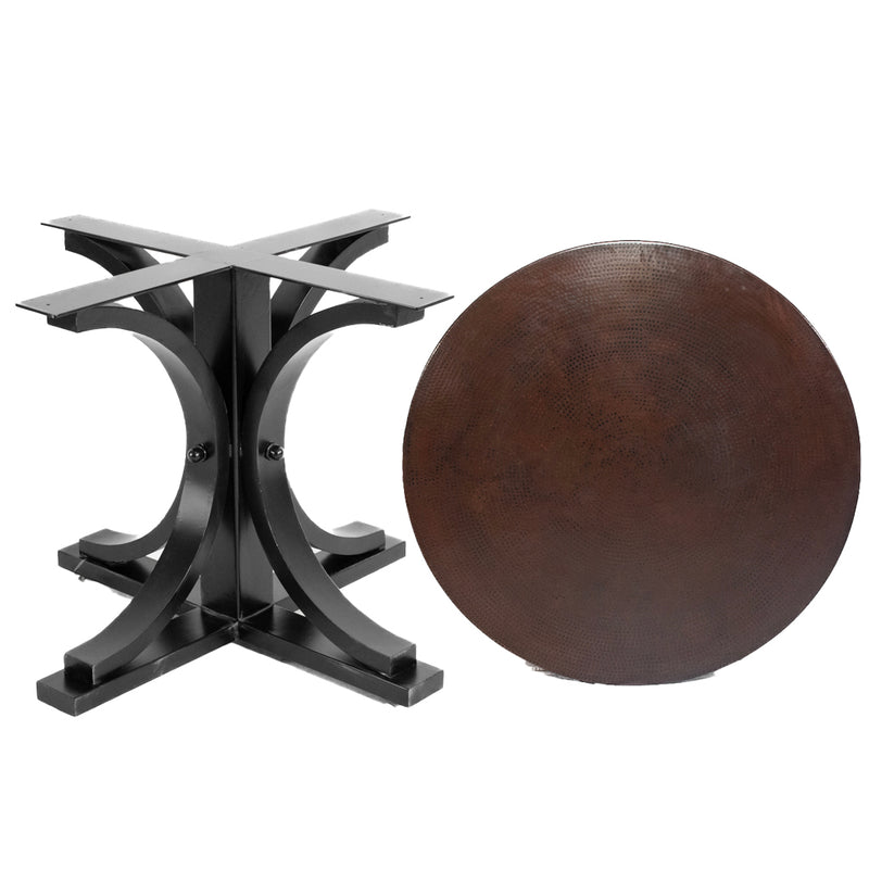 Vestal Copper Dining Table - Stone Black Base - Dark Brown Copper 