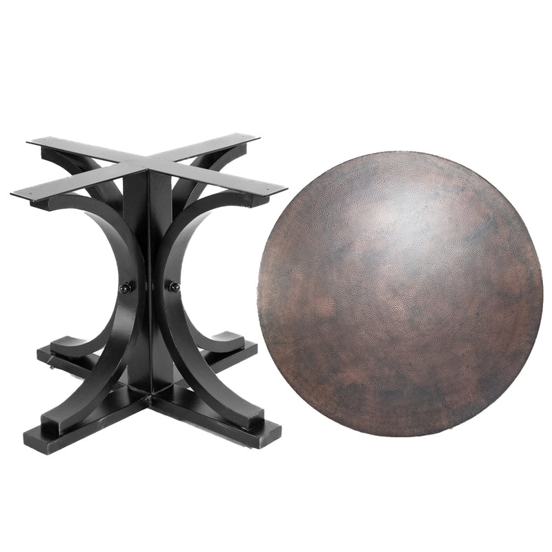 Vestal Copper Dining Table - Stone Black Base - Dark Brown Sanded Copper