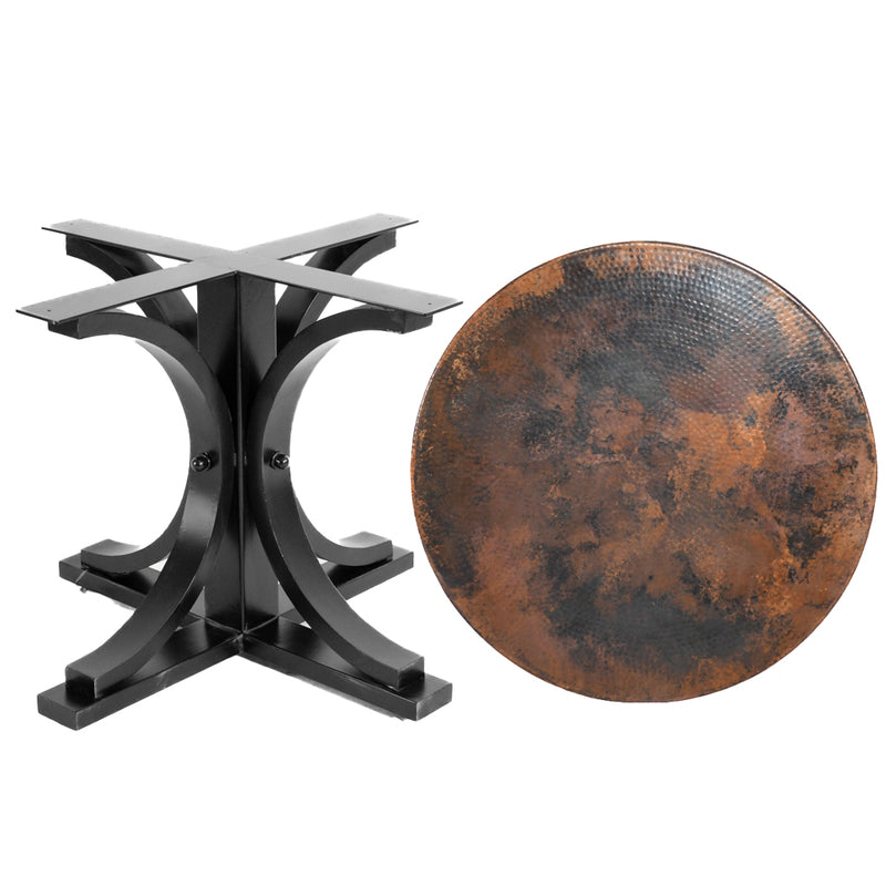 Vestal Copper Dining Table - Stone Black Base - Dark Natural Copper