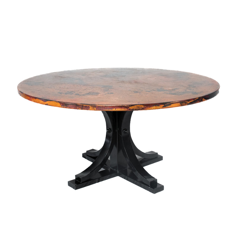 Vestal Copper Dining Table - Stone Black Base - Natural w/ Spots Copper