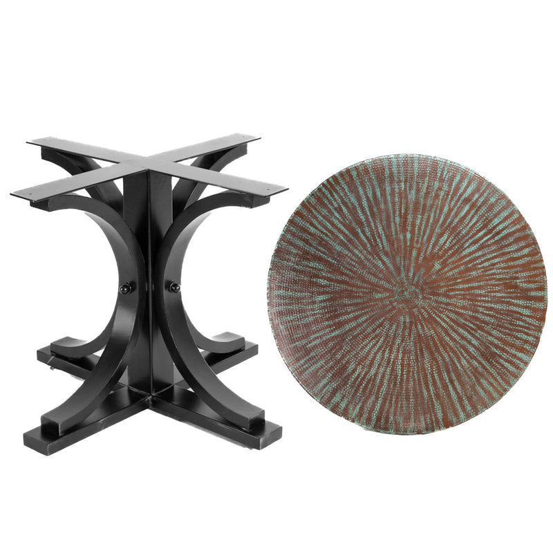 Vestal Copper Dining Table - Stone Black Base - Weathered Penny