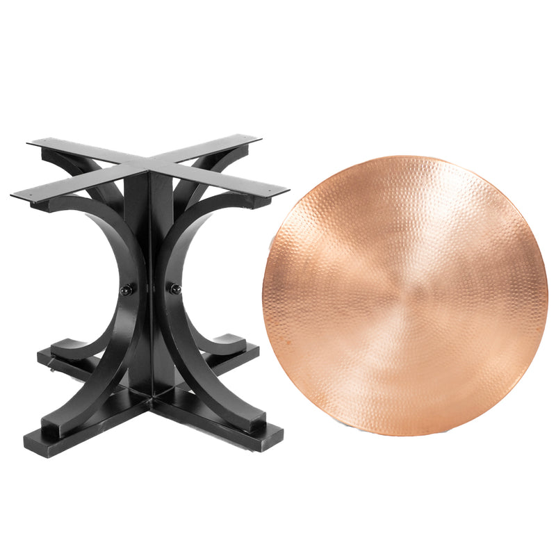 Vestal Copper Dining Table - Stone Black Base - Raw Copper