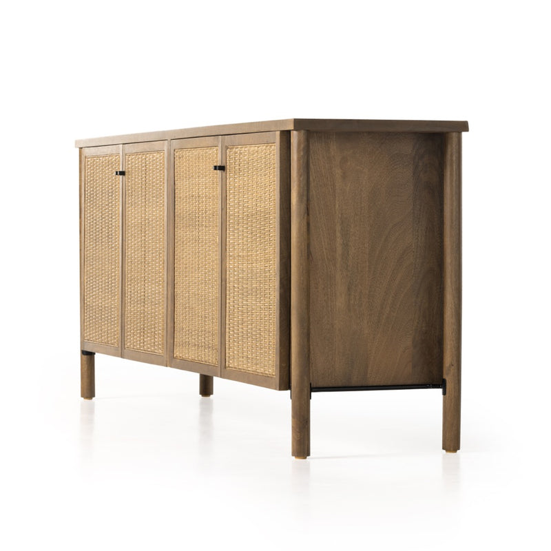 Four Hands Veta Sideboard Taupe Cane Angled View