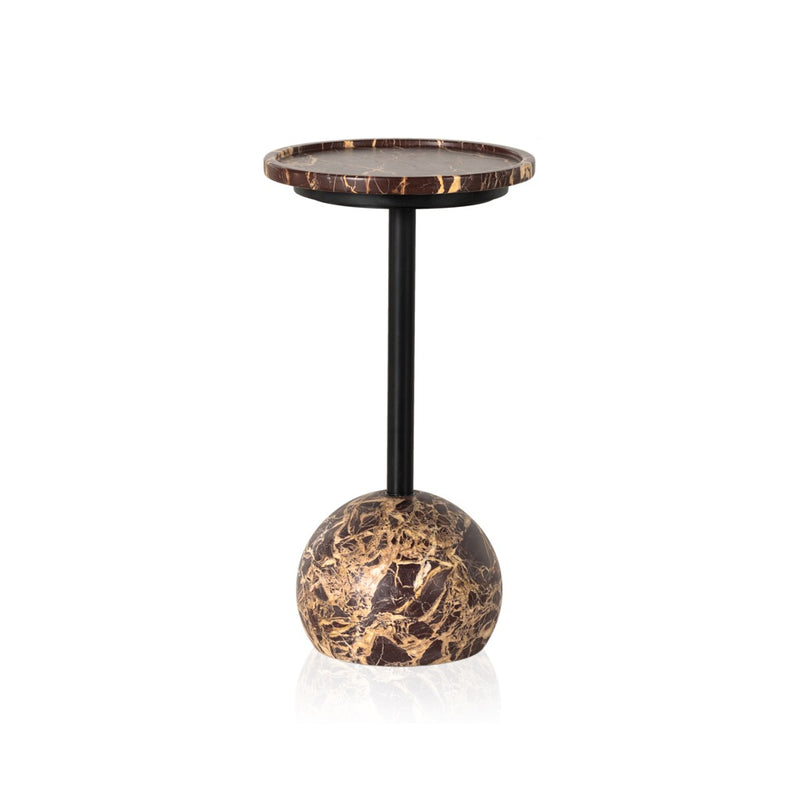 Viola Accent Table Merlot Marble Angled View Four Hands