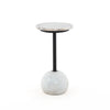Viola Accent Table Polished White Marble Angled View Four Hands