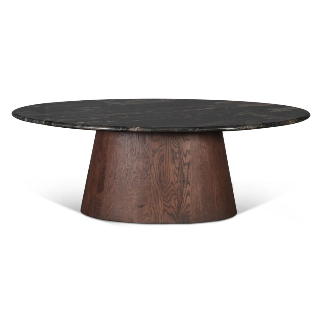 Home Trends and Design Vista 52" Oval Coffee Table angled view 