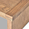 Warby Coffee Table Worn Oak Veneer Corner Detail Four Hands