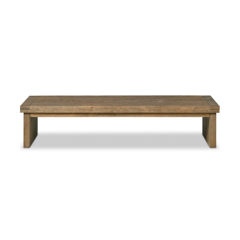 Four Hands Warby Coffee Table Worn Oak Veneer Side View 235178-002