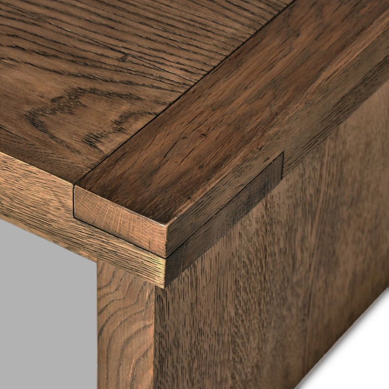Warby Coffee Table Worn Oak Veneer Top Corner Detail 235178-002