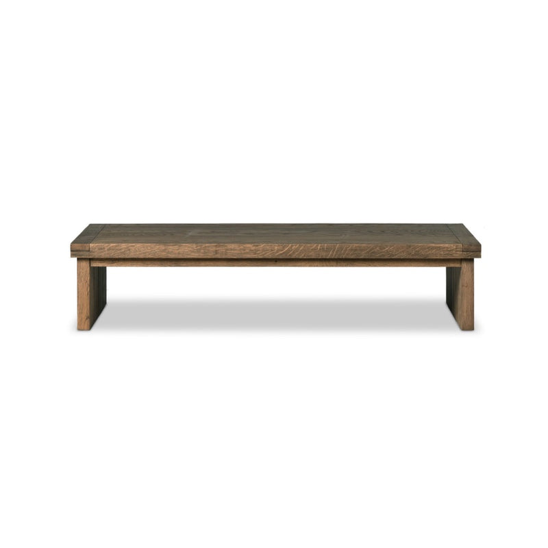 Four Hands Warby Coffee Table Worn Oak Veneer Side View