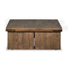 Warby Coffee Table Worn Oak Veneer Side View Four Hands