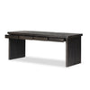 Warby Desk Worn Black Veneer Angled View Open Drawers Four Hands